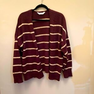 Burgandy and tan Striped Sweater